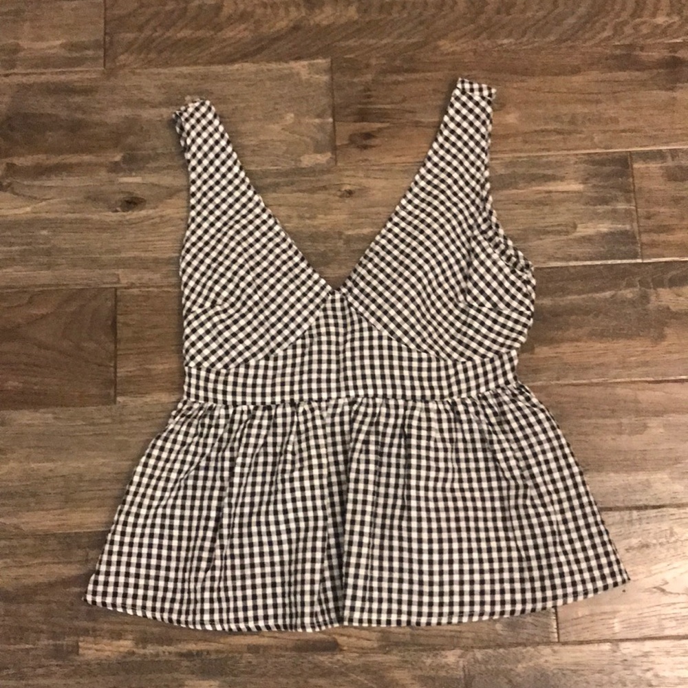 Gingham Peplum Top